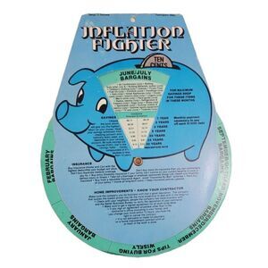 VTG 1987 greentree marketing inc inflation fighter piggy bank slide/turn chart